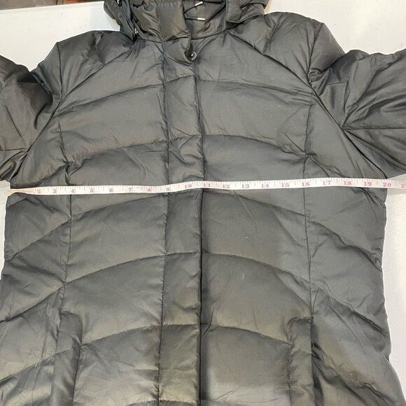 Land's End Black Hooded Puffer Down Quilted Parka Removable Hood Size Small - Picture 8 of 12